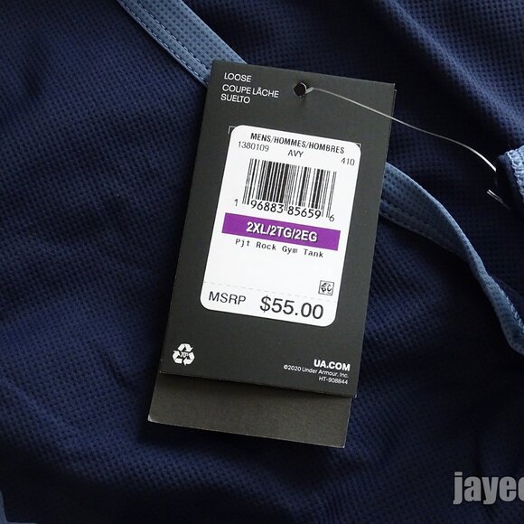$55 UNDER ARMOUR PROJECT ROCK GYM TANK TRAINING 1380109-410 NAVY/HUSHED BLUE 2XL - Picture 6 of 6